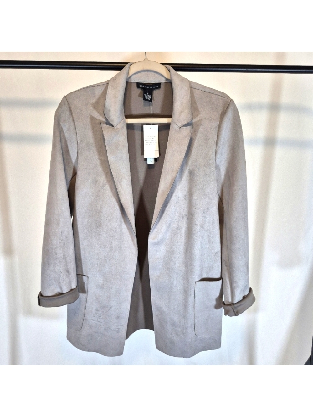 Joan Vass NY Women's’s M Faux Suede Open  Blazer Jacket Silver Gray NWT $88